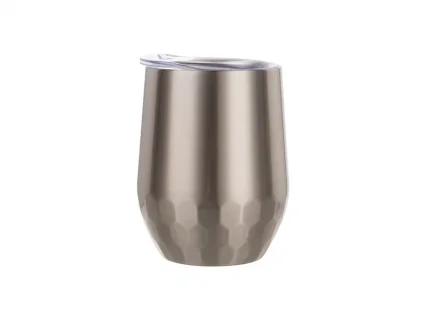 Sublimation 12oz Stainless Steel Stemless Wine Cup (Silver, Hexagon Pattern)