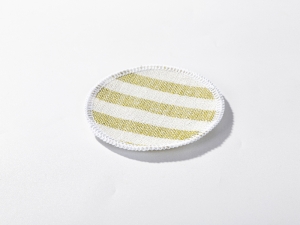 Sublimation Blanks Linen Round Mug Coaster(10*10cm, Beige and Light Green Stripe)