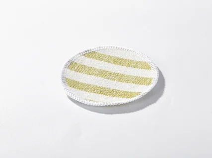 Sublimation Blanks Linen Round Mug Coaster(10*10cm, Beige and Light Green Stripe)