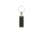 Engraving Blanks Metal Keyring  w/ Engravable Leather (Rect, Double-Sides Black)