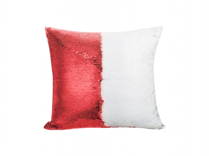 Sublimation Flip Sequin Pillow Cover (Red w/ White, 40*40cm)