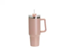 Engraving Blanks 40oz/1200ml Powder Coated Stainless Steel Travel Tumbler with Lid &amp; Straw(Pink)