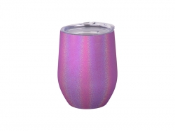 Sublimation 12oz/360ml Glitter Sparkling Stainless Steel Stemless Cup (Purple)