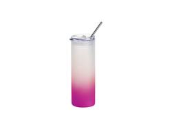 Garrafa de Vidro Skinny 25oz/750ml com canudo e Tampa de plástico (Fosco, Degradado Roxo)