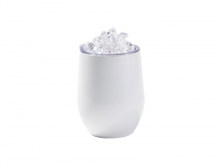 12oz SS Sublimation Blanks White Stemless Wine Cup with Clear Fake Crushed Ice Topper Lid