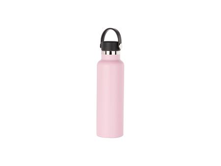 Botella Acero Inoxidable 600ml/20oz Recubierto en Polvo con Tapa Bambú Fácil de Llevar   (Rosa)