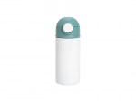 12oz/360ml White Sublimation Kids Stainless Steel Water Bottle with Plastic Straw &amp; Green Cap
