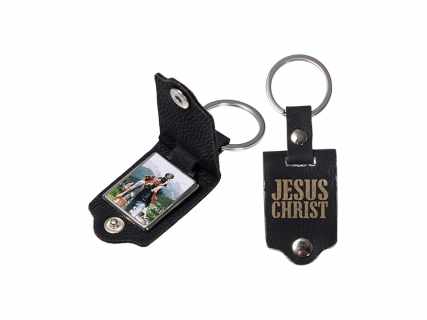 Sublimation Blank Keychain with Engraved Leather Cover (3.5*7.5cm)