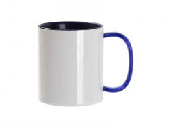 Sublimation Blanks 11oz Two-Tone Color Mug - Dark Blue (Blue Glass Handle)