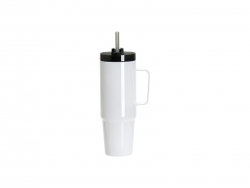 Sublimation Blanks 36oz/1080ml Stainless Steel Handled Travel Tumbler with Lid &amp; Straw(White)