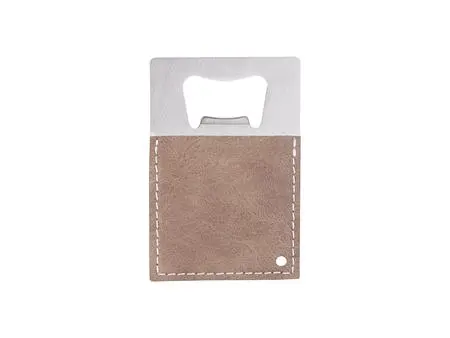 Abridor Botella Acero Inoxidable Cuero PU(Gris, 8.5*5.5cm)