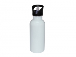 Sublimation 600ml Stainless Steel Water Bottle with Straw Top - White