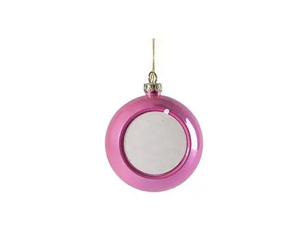Sublimation 8cm Plastic Sparkling Christmas Ball Ornament w/o Insert (Pink)