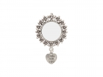 Sublimation Blanks Pin Brooch Charm w/ Heart Pendant (Round, 4*4.9cm)