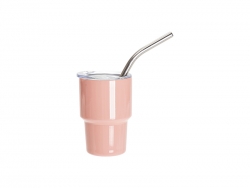 Sublimation Blanks 3oz/90ml Mini Stainless Steel Tumbler Shot Glass w/ Straw(Coral Pink)