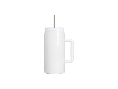 Vaso de acero inoxidable de 40 oz con pajita (Blanco)