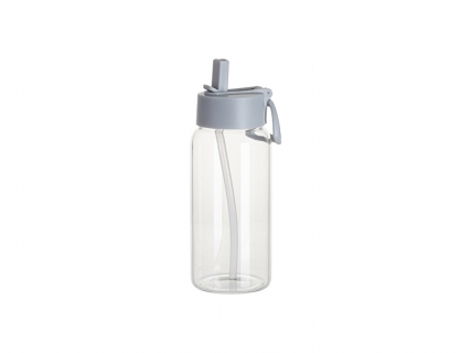 Sublimation Blanks 25oz/750ml Glass Sports Bottle w/ Grey Straw Lid