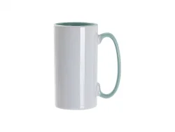 Sublimation Blanks 12.8oz/380ml Inner/Handle Color Skinny Tall Mug-Mint Green