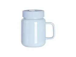 Mason Jar Cerâmica 17oz/500ml com Tampa de silicone. Azul Celeste (Azul Celeste)