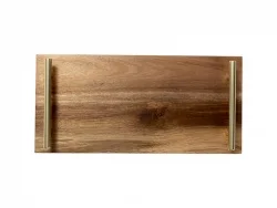 Engraving Blanks Acacia Wood Tray with Metal Handle(36*17*5cm)