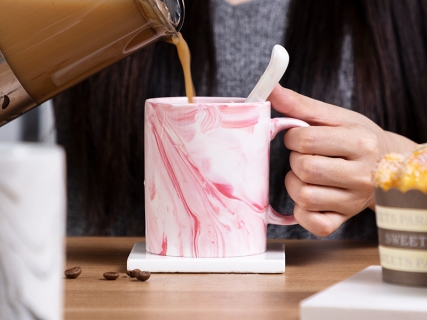 11oz Sublimation Blanks Marble Texture Mug (Pink)