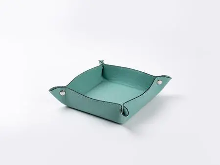 Engraving Leather Tray(Teal/Black,15*15cm)