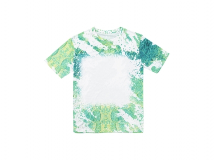 Summer Green Bleached Leopard Cotton Feeling T-shirt for Sublimation Printing