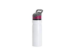 Botella de agua de aluminio 25oz/750ml con tapón Rosa Rojo&amp;Gris (Blanco)