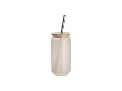 Copo Mágico (Frio) de Vidro em Forma de Lata 18oz/550m com Tampa de bambu (Verde Claro)