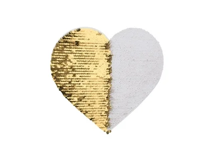 Sublimation 19*22cm Flip Sequins Adhesive White Base (Heart, Gold W/ White)