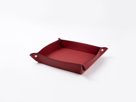 Engraving Leather Tray(Red/Black, 20*24cm)