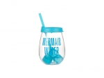 10oz/300ml Clear Plastic Stemless Cup (Light Blue, w/ Reusable Ice Cubes)