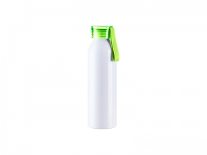 Sublimation Blanks 22oz/650ml Portable Sports Slim Aluminum Bottle With Light Green Cap(White)