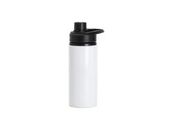 Botella de agua de aluminio 20oz/600ml con Tapón portátil Negro (Blanco)