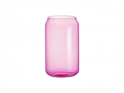 Vaso de Cristal con Forma de Lata 13oz/400ml Full color con tapa de bambú (Morado)