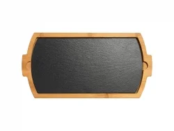 Tábua de Cortar de Lousa e Bambu (Retangular, 15*30Cm)