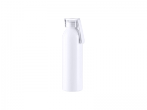 Sublimation Blanks 22oz/650ml Portable Sports Slim Aluminum bottle With Clear Cap(White)