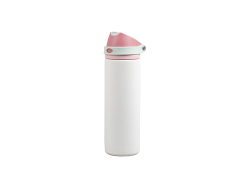 25oz/750ml Powder Coated Stainless Steel Bottle w/ Pop Lid (White)