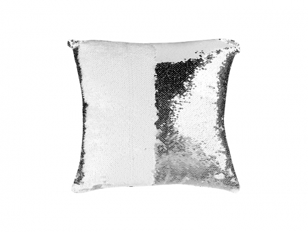 Sublimation Flip Sequin Pillow Cover (White w/ Silver)