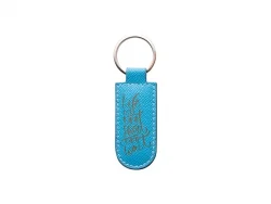 Llavero Cuero PU para grabado a láser (Arqueado, Azul Claro)