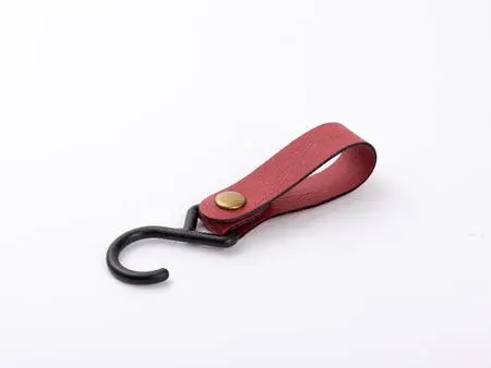 Engraving Outdoor PU Leather Hook (Red/Black, 2*12cm)