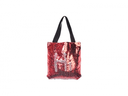 Sublimation Sequin Double Layer Tote Bag(Red/Silver, 35*38cm)