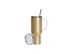 Sublimation Blanks 40oz/1200ml Stainless Steel Glitter Tumbler with Lid &amp; Straw (Rose Gold)