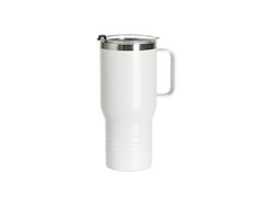 Engraving Blanks 22oz/650ml Powder Coated Ringneck Grip Stainlee Steel Tumbler with Handle(White)