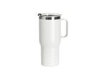 Engraving Blanks 22oz/650ml Powder Coated Ringneck Grip Stainlee Steel Tumbler with Handle(White)