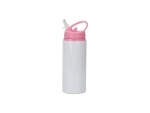 Sublimation Blanks 20oz/600ml White Aluminium Bottle w/ Pink Straw Lid