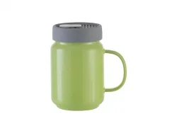 A 550 ml frosted glass with a straw and a bamboo lid for sublimation -  green gradient Green, MUGS AND CERAMICS \ GLASSES AND SHOT GLASSES
