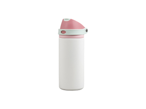 18oz/550ml Powder Coated Stainless Steel Bottle w/ Pop Lid (White)