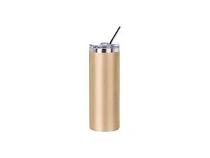 20oz/600ml Sublimation Glitter Stainless Steel Skinny  Tumbler with Straw &amp; Lid(Gold)