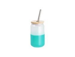 Copo Mágico (Frio) de Vidro em Forma de Lata 13oz/400ml com Tampa de bambu (Verde Claro)